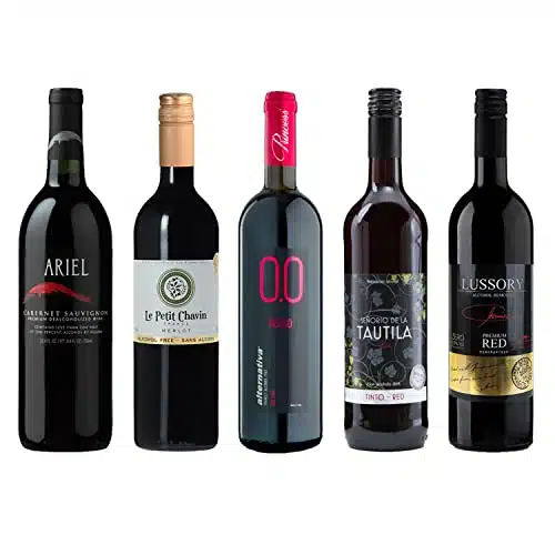 Non Alcoholic Red Sampler   Five () Bottles ml Each   Featuring Ariel Cabernet Sauvignon, Lussory Red, Le Petit Merlot, Princess Rosso Dry, and Tautila Tinto (USA, Spain, Ital