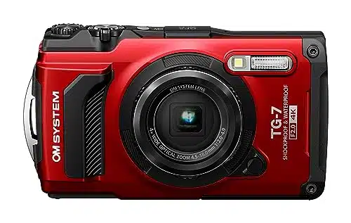 OM SYSTEM Tough TG Red Underwater Camera, Waterproof, Freeze Proof, High Resolution Bright, K Video x Macro Shooting (Successor Olympus TG )