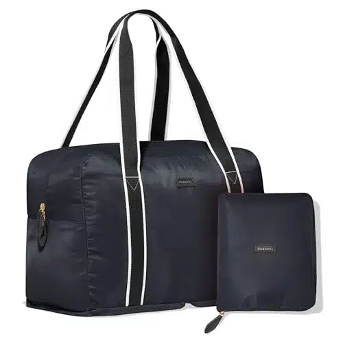 Paravel Foldable Travel Duffle Bag  Made with Sustainable Recycled Polyester  Lightweight Carry on Bag  Derby Black