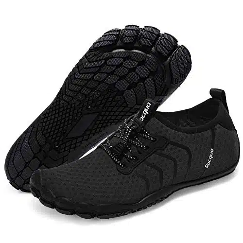 Racqua Water Shoes Quick Dry Barefoot Beach Aqua Sport Swim Surf Pool Hiking Diving Walking for Men Women Black