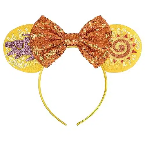 Seamoy Sequin Simba Minnie Ears Headband, Lion King Mouse Ears, Animal Kingdom Park ears, Sparkle Rose Gold Classic Red Yellow Mouse Ears Headband(Lion King Yellow)