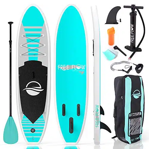 SereneLife Inflatable Stand Up Paddle Board (Inches Thick) with Premium SUP Accessories & Carry Bag  Wide Stance, Bottom Fin for Paddling, Surf Control, Non Slip Deck  Youth &