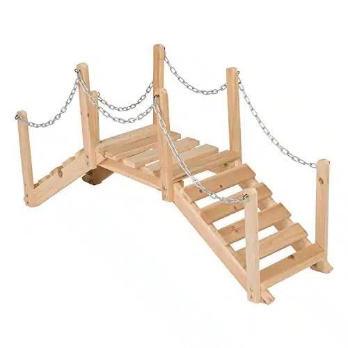 Shine Company N Decorative Cedar Wood Garden Bridge with Side Rails, Natural