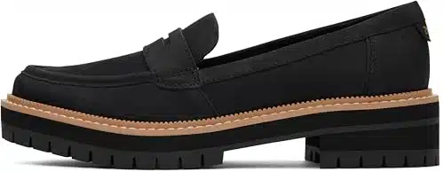 TOMS Womens Cara Lug Sole Loafers Casual   Black   B