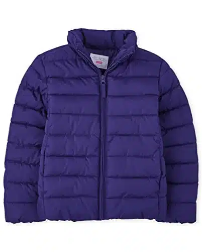 The Children's Place Girls' Medium Weight Puffer Jacket, Wind, Water Resistant, DEEP Purple, Medium ()