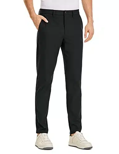 CRZ YOGA Men's All Day Comfy Golf Pants   Quick Dry Lightweight Work Casual Trousers with Pockets Black  x L