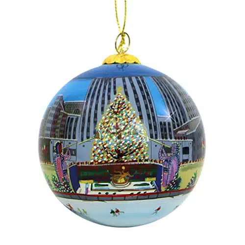 City Souvenirs NYC Rockefeller Center Christmas Ornament Inch Glass Ball New York City Christmas Ornament