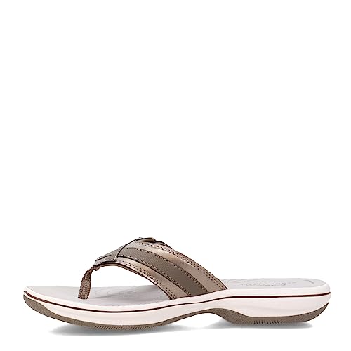 Clarks Women's Breeze Sea Flip Flop, Pewter Synthetic,