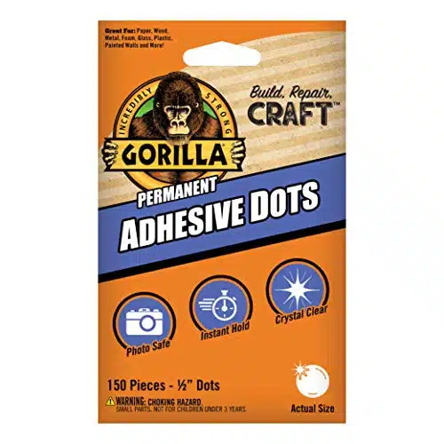 Gorilla Permanent Adhesive Dots, Double Sided, Pieces, Diameter, Clear, (Pack of )