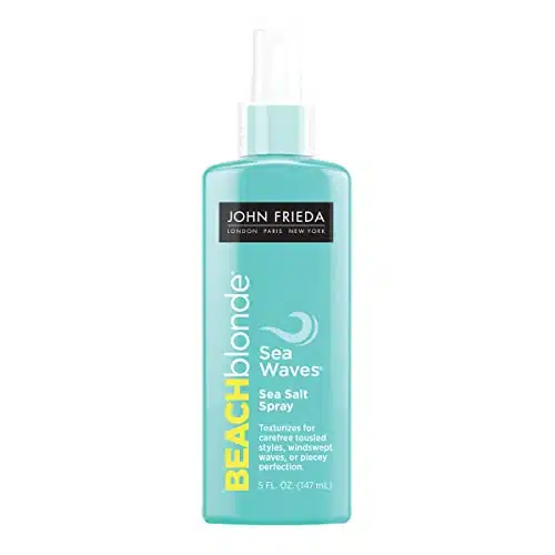 John Frieda Beach Blonde Sea Waves Salt Spray, Wave Texturizing Spray, with Natural Sea Salt to Enhance Wavy Hair for Tousled Volume, Ounce