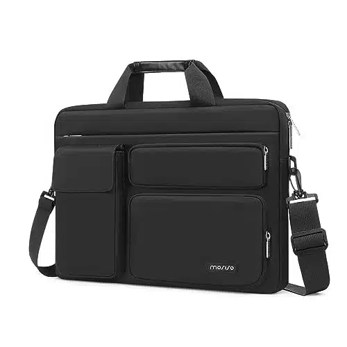 MOSISO Laptop Shoulder Bag Compatible with MacBook Air inch Pro ,inch Notebook with Raised&Flapover&Horizontal Pocket&Handle&Belt, Black