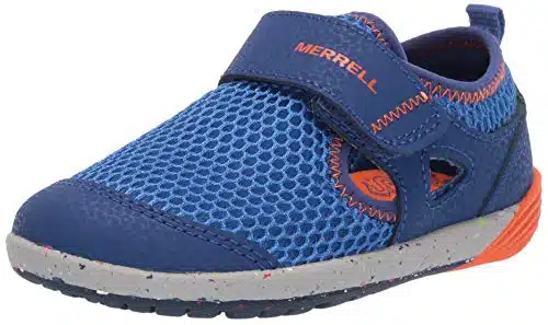 Merrell Bare Steps Hater Shoe, BlueOrange,  Unisex Little Kid