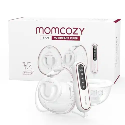 Momcozy Ultra Light & Hands Free Breast Pump V, Potent Wearable Pump with Pumping Combinations, Low Noise Painless Portable Double Electric Pump, mm Flange