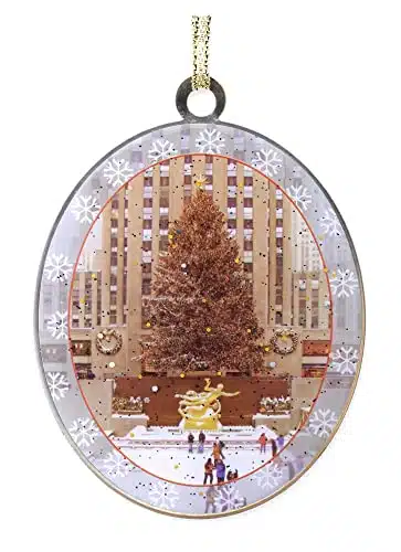 New York City Christmas Ornament   Rockefeller Center Skating Rink   Christmas Tree Ornament from Christmas in NYC Collection   Doublesided with Glitter