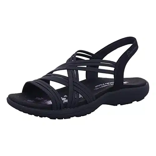 Skechers Women's Reggae Slim Simply Stretch Sport Sandal, Black,