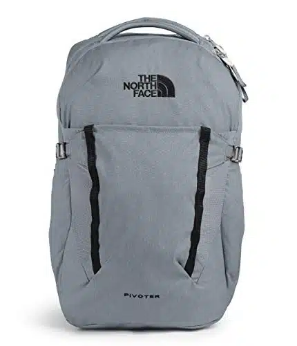 THE NORTH FACE Pivoter Everyday Laptop Backpack, Mid Grey Dark HeatherTNF Black, One Size