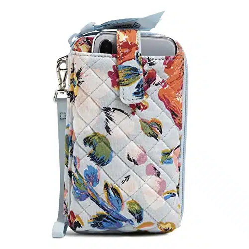 Vera Bradley Women's Cotton Smartphone Wristlet With RFID Protection, Sea Air Floral   Recycled Cotton, One Size