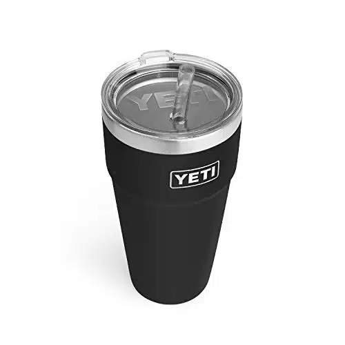 YETI Rambler oz Straw Cup, Vacuum Insulated, Stainless Steel with Straw Lid, Black