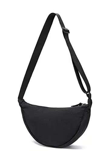 YIKOEE Crescent Bag for Women Men Small Sling Crossbody Bag with Half Moon Shape (Black)