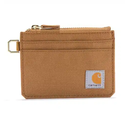 Carhartt Women's Casual Card Keeper Wallets, Nylon Duck Zippered Brown, One Size