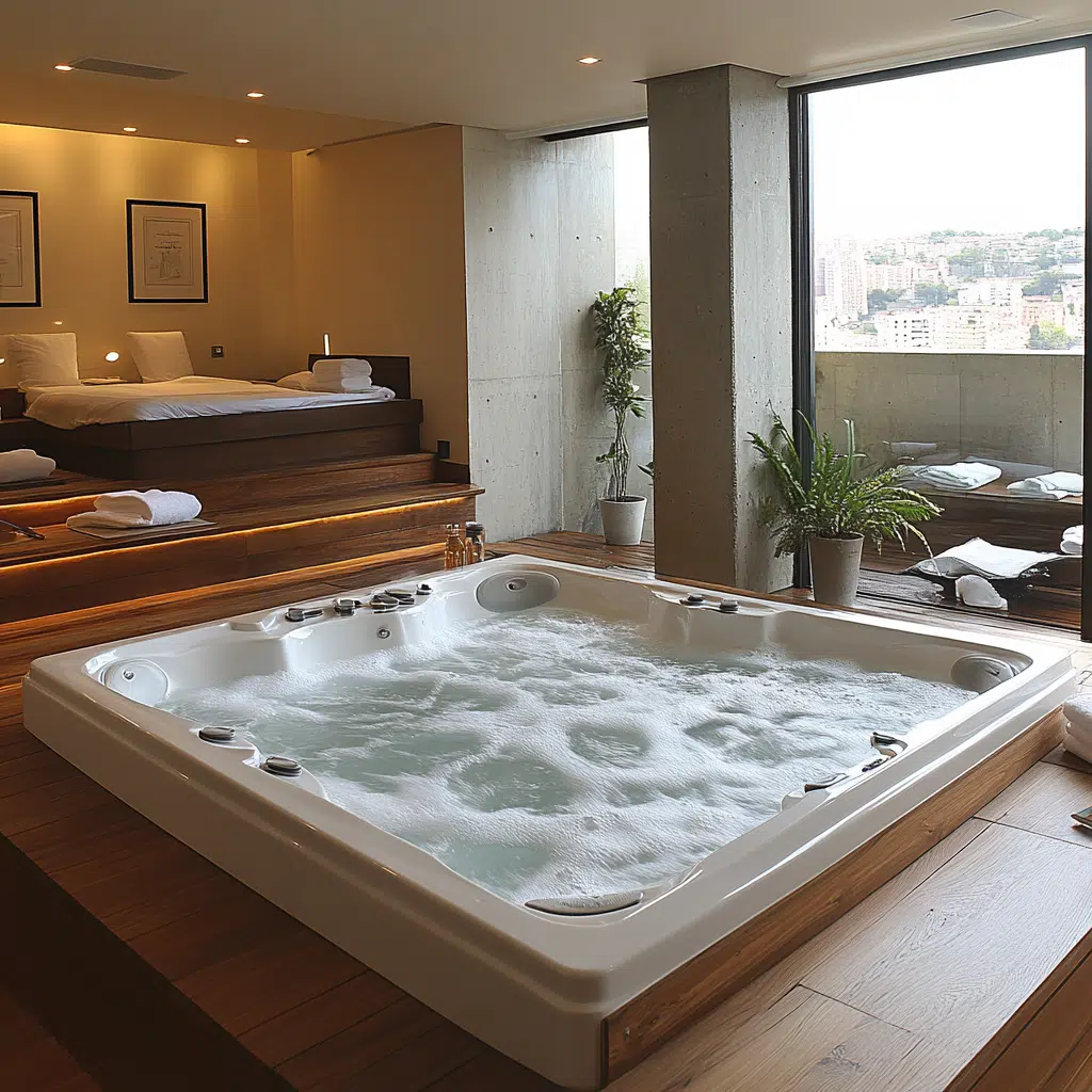 hotel with hot tub in room